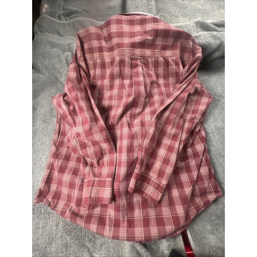 VINTAGE CHAPS RALPH‎ LAUREN  mens Size XLarge plaid maroon button down shirt 90s
